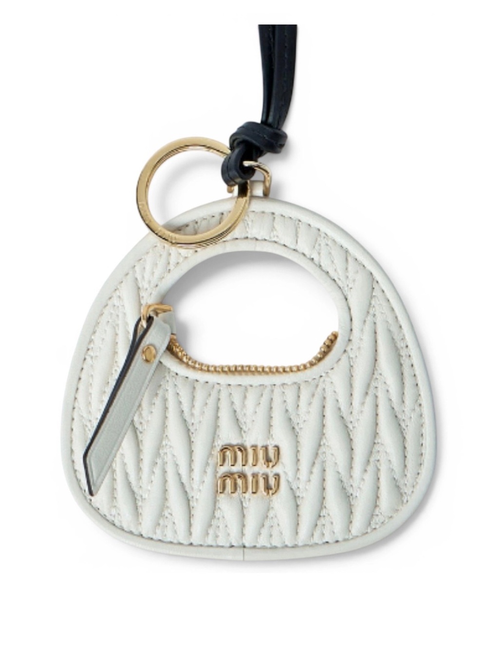MIU MIU Wander leather bag charm mirror keychain